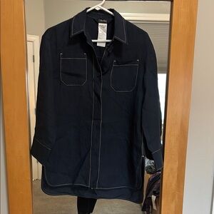 ‘SMaxMara Dark Blue Linen Tunic